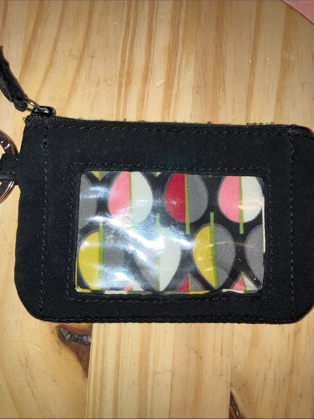 Vera Bradley Black ID Card Holder with Multicolor Leaf Print 4” X 3” - Picture 3 of 5